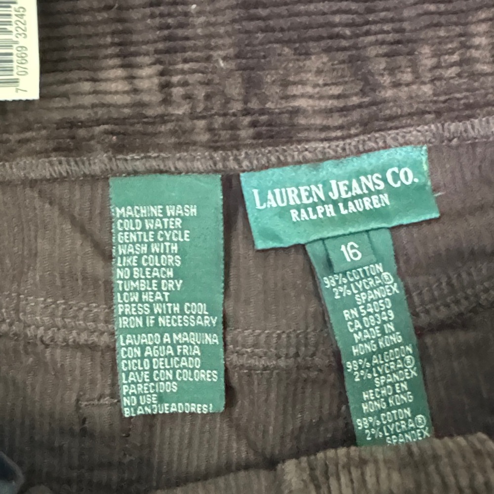 NWT Ralph Lauren Dark Brown Corduroy Pants 16 - Picture 2 of 13